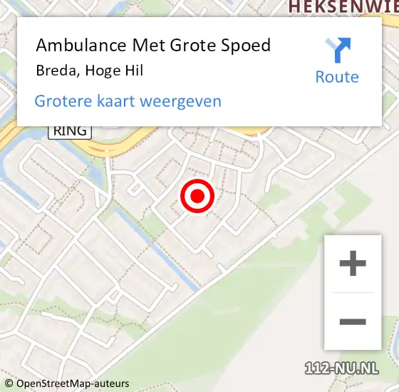 Locatie op kaart van de 112 melding: Ambulance Met Grote Spoed Naar Breda, Hoge Hil op 27 mei 2018 04:14