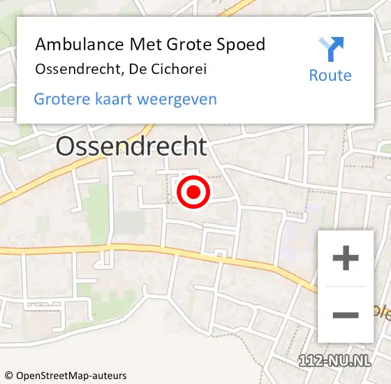 Locatie op kaart van de 112 melding: Ambulance Met Grote Spoed Naar Ossendrecht, De Cichorei op 27 mei 2018 08:43