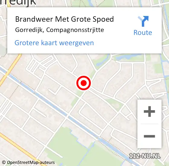 Locatie op kaart van de 112 melding: Brandweer Met Grote Spoed Naar Gorredijk, Compagnonsstrjitte op 27 mei 2018 11:27