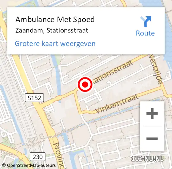 Locatie op kaart van de 112 melding: Ambulance Met Spoed Naar Zaandam, Stationsstraat op 27 mei 2018 15:46