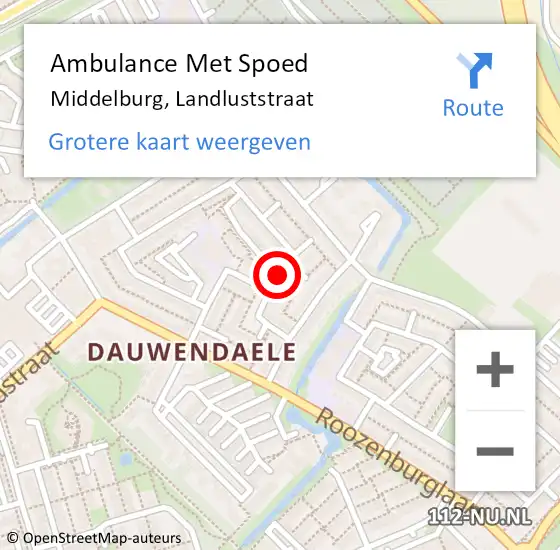 Locatie op kaart van de 112 melding: Ambulance Met Spoed Naar Middelburg, Landluststraat op 27 mei 2018 16:45