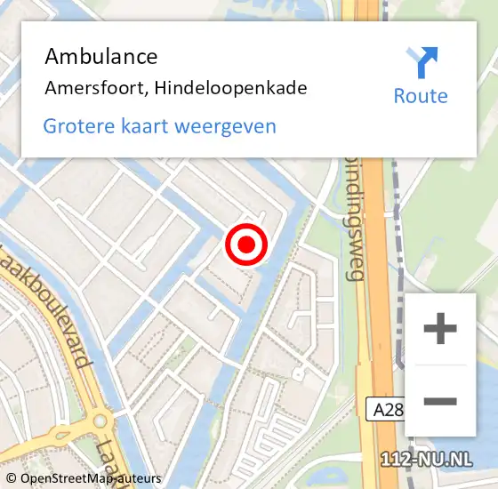 Locatie op kaart van de 112 melding: Ambulance Amersfoort, Hindeloopenkade op 27 mei 2018 17:23
