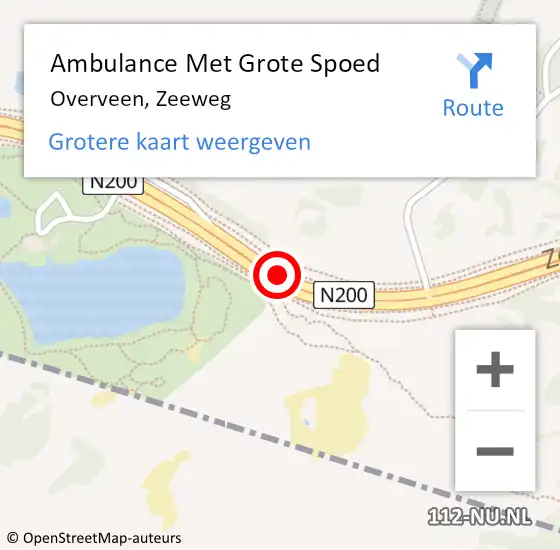 Locatie op kaart van de 112 melding: Ambulance Met Grote Spoed Naar Overveen, Zeeweg op 27 mei 2018 18:00
