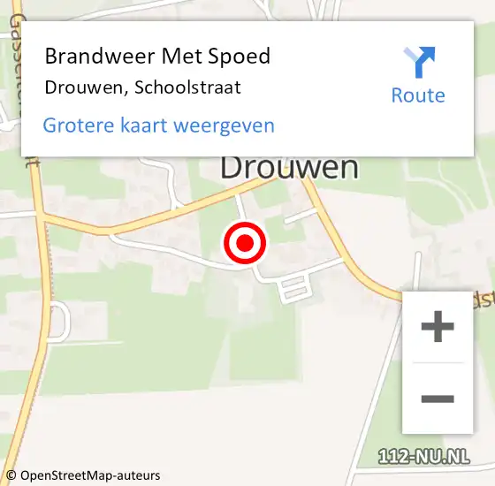 Locatie op kaart van de 112 melding: Brandweer Met Spoed Naar Drouwen, Schoolstraat op 27 mei 2018 18:59