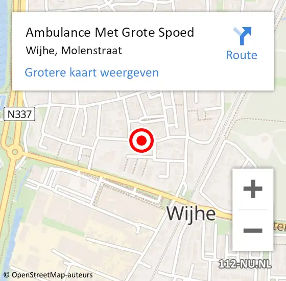 Locatie op kaart van de 112 melding: Ambulance Met Grote Spoed Naar Wijhe, Molenstraat op 27 mei 2018 19:55