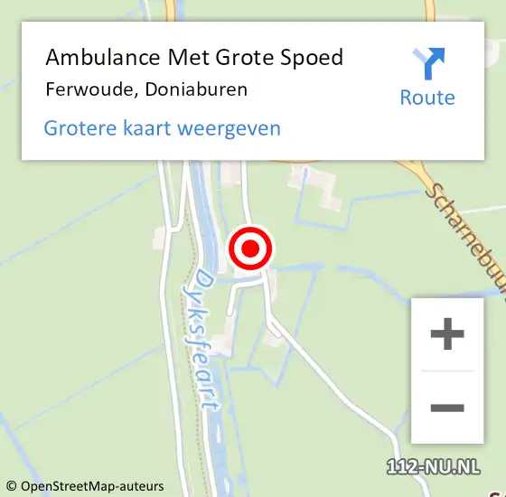 Locatie op kaart van de 112 melding: Ambulance Met Grote Spoed Naar Ferwoude, Doniaburen op 28 mei 2018 09:18
