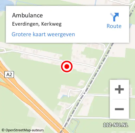 Locatie op kaart van de 112 melding: Ambulance Everdingen, Kerkweg op 28 mei 2018 09:29