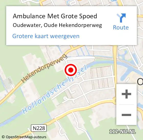 Locatie op kaart van de 112 melding: Ambulance Met Grote Spoed Naar Oudewater, Oude Hekendorperweg op 28 mei 2018 11:34