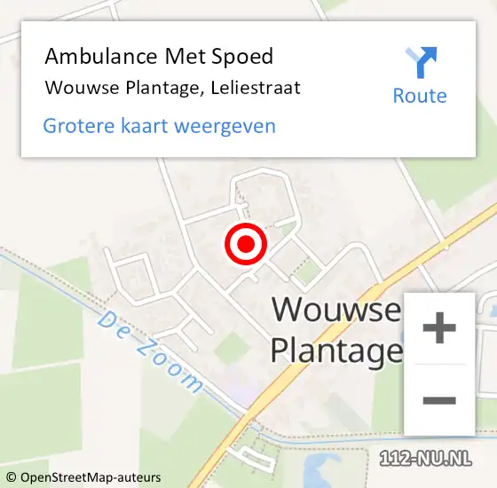 Locatie op kaart van de 112 melding: Ambulance Met Spoed Naar Wouwse Plantage, Leliestraat op 28 mei 2018 13:17