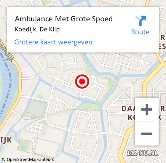 Locatie op kaart van de 112 melding: Ambulance Met Grote Spoed Naar Koedijk, De Klip op 28 mei 2018 13:49