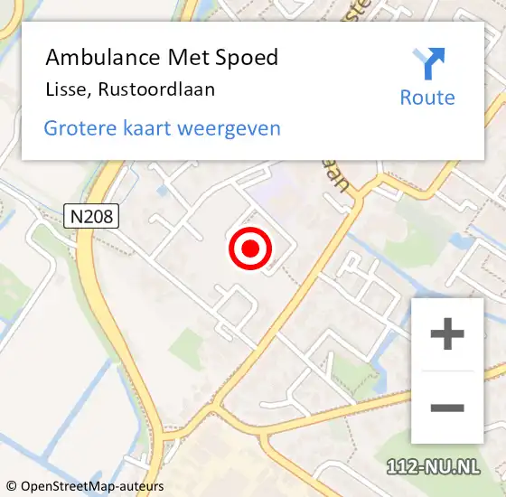Locatie op kaart van de 112 melding: Ambulance Met Spoed Naar Lisse, Rustoordlaan op 28 mei 2018 14:40