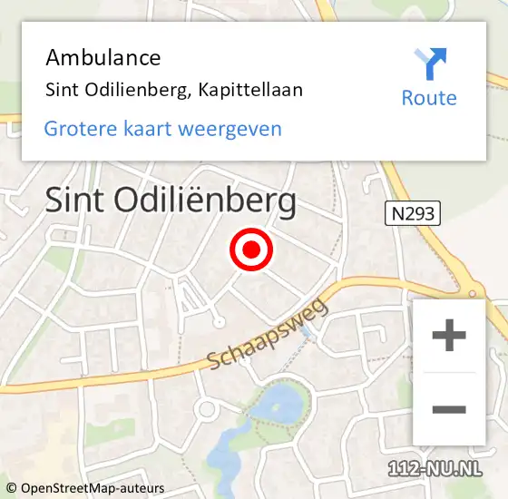 Locatie op kaart van de 112 melding: Ambulance Sint Odiliënberg, Kapittellaan op 28 mei 2018 16:10