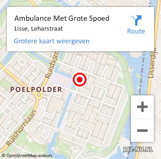 Locatie op kaart van de 112 melding: Ambulance Met Grote Spoed Naar Lisse, Leharstraat op 28 mei 2018 17:04