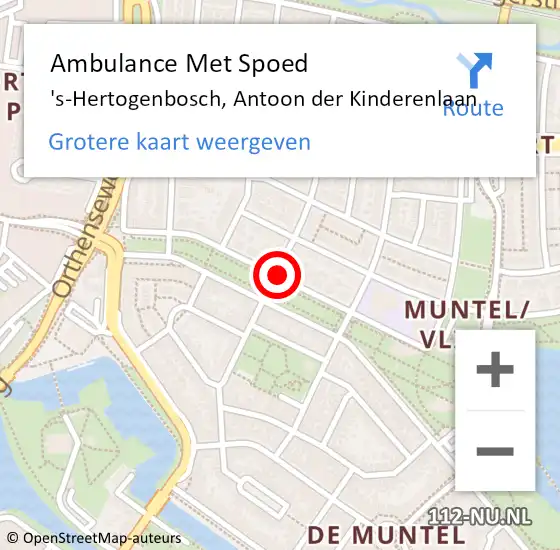 Locatie op kaart van de 112 melding: Ambulance Met Spoed Naar 's-Hertogenbosch, Antoon Der Kinderenlaan op 28 mei 2018 17:21