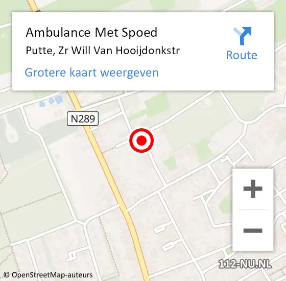 Locatie op kaart van de 112 melding: Ambulance Met Spoed Naar Putte, Zr Will Van Hooijdonkstr op 26 februari 2014 02:04