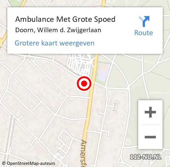 Locatie op kaart van de 112 melding: Ambulance Met Grote Spoed Naar Doorn, Willem d. Zwijgerlaan op 29 mei 2018 06:03