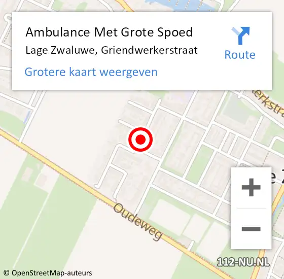 Locatie op kaart van de 112 melding: Ambulance Met Grote Spoed Naar Lage Zwaluwe, Griendwerkerstraat op 29 mei 2018 06:06