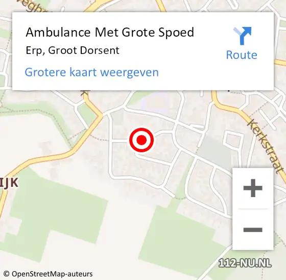 Locatie op kaart van de 112 melding: Ambulance Met Grote Spoed Naar Erp, Groot Dorsent op 29 mei 2018 09:44