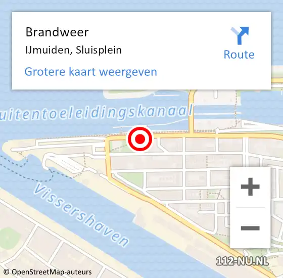 Locatie op kaart van de 112 melding: Brandweer IJmuiden, Sluisplein op 29 mei 2018 11:22
