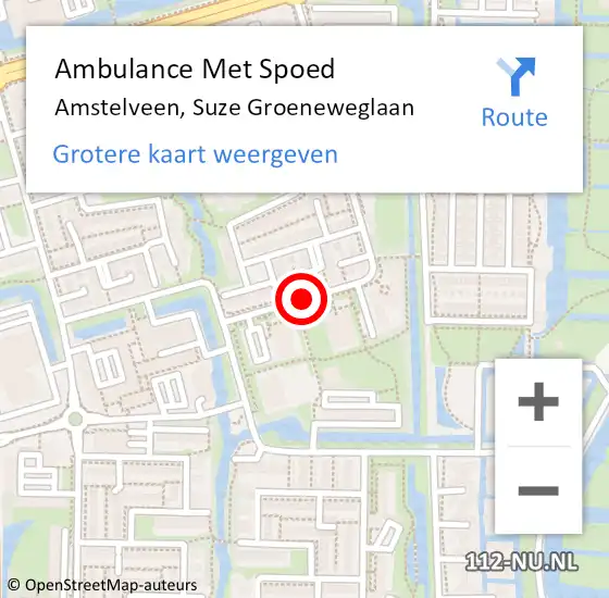 Locatie op kaart van de 112 melding: Ambulance Met Spoed Naar Amstelveen, Suze Groeneweglaan op 29 mei 2018 14:29