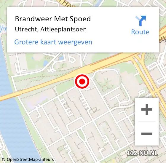 Locatie op kaart van de 112 melding: Brandweer Met Spoed Naar Utrecht, Attleeplantsoen op 29 mei 2018 14:29
