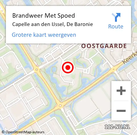 Locatie op kaart van de 112 melding: Brandweer Met Spoed Naar Capelle aan den IJssel, De Baronie op 29 mei 2018 15:02