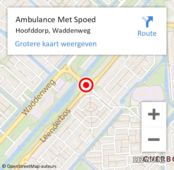 Locatie op kaart van de 112 melding: Ambulance Met Spoed Naar Hoofddorp, Waddenweg op 29 mei 2018 15:50