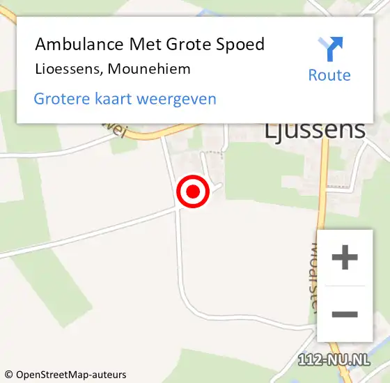 Locatie op kaart van de 112 melding: Ambulance Met Grote Spoed Naar Lioessens, Mounehiem op 29 mei 2018 16:33
