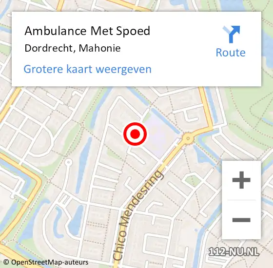 Locatie op kaart van de 112 melding: Ambulance Met Spoed Naar Dordrecht, Mahonie op 29 mei 2018 17:55