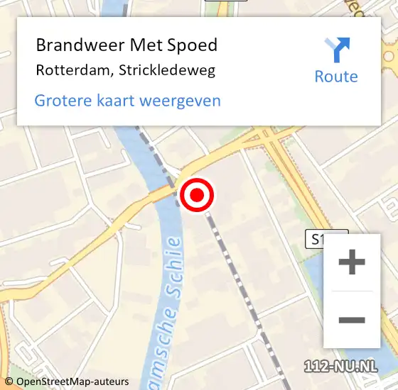 Locatie op kaart van de 112 melding: Brandweer Met Spoed Naar Rotterdam, Strickledeweg op 29 mei 2018 19:03