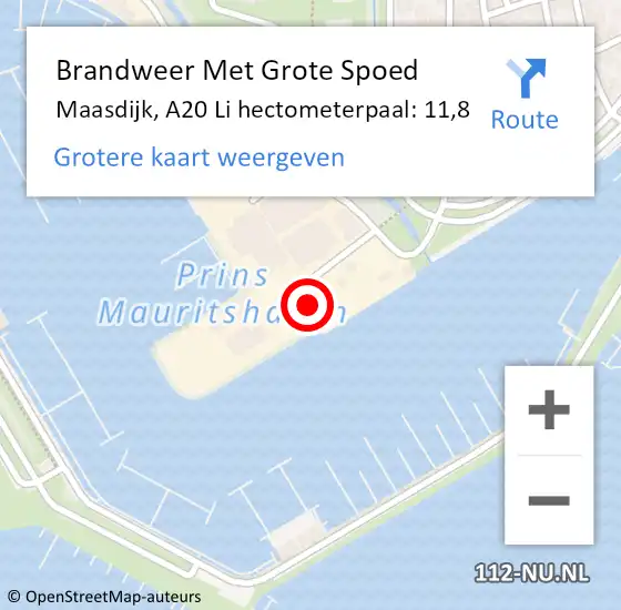 Locatie op kaart van de 112 melding: Brandweer Met Grote Spoed Naar Maasdijk, A20 Li hectometerpaal: 11,8 op 29 mei 2018 19:37