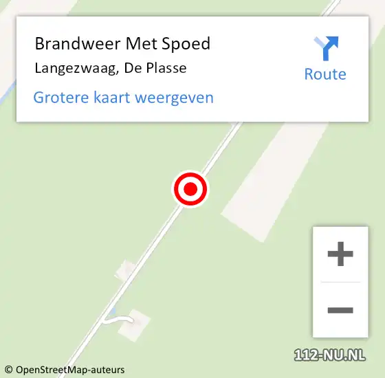 Locatie op kaart van de 112 melding: Brandweer Met Spoed Naar Langezwaag, De Plasse op 29 mei 2018 20:05