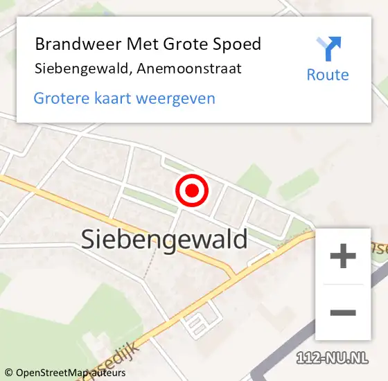 Locatie op kaart van de 112 melding: Brandweer Met Grote Spoed Naar Siebengewald, Anemoonstraat op 29 mei 2018 20:18