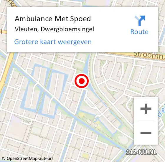 Locatie op kaart van de 112 melding: Ambulance Met Spoed Naar Vleuten, Dwergbloemsingel op 29 mei 2018 21:25