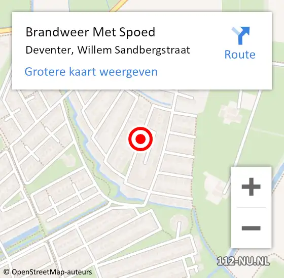 Locatie op kaart van de 112 melding: Brandweer Met Spoed Naar Deventer, Willem Sandbergstraat op 29 mei 2018 21:49