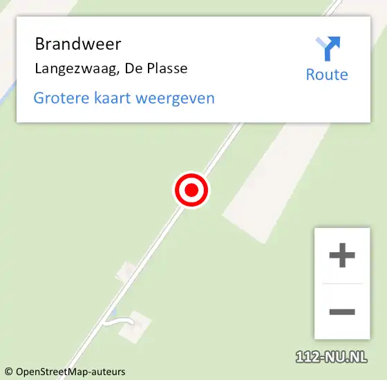 Locatie op kaart van de 112 melding: Brandweer Langezwaag, De Plasse op 29 mei 2018 22:12