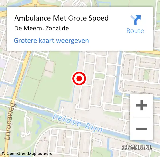 Locatie op kaart van de 112 melding: Ambulance Met Grote Spoed Naar De Meern, Zonzijde op 30 mei 2018 04:10