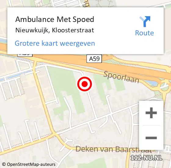 Locatie op kaart van de 112 melding: Ambulance Met Spoed Naar Nieuwkuijk, Kloosterstraat op 30 mei 2018 04:54