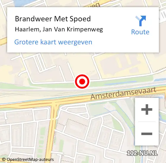 Locatie op kaart van de 112 melding: Brandweer Met Spoed Naar Haarlem, Jan Van Krimpenweg op 30 mei 2018 05:58