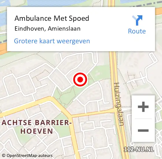 Locatie op kaart van de 112 melding: Ambulance Met Spoed Naar Eindhoven, Amienslaan op 30 mei 2018 07:29