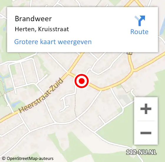Locatie op kaart van de 112 melding: Brandweer Herten, Kruisstraat op 30 mei 2018 08:51
