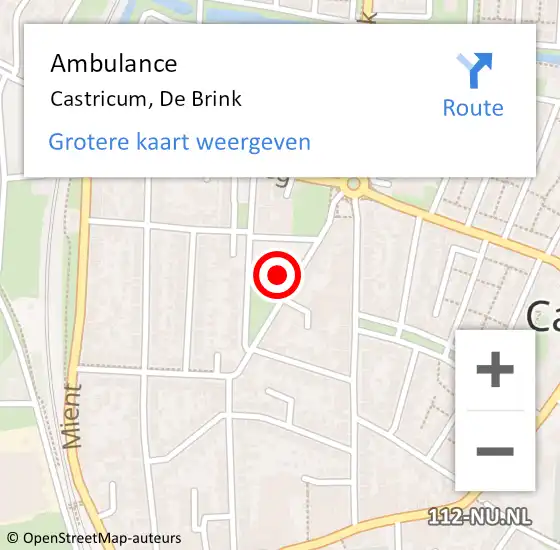 Locatie op kaart van de 112 melding: Ambulance Castricum, De Brink op 30 mei 2018 08:57