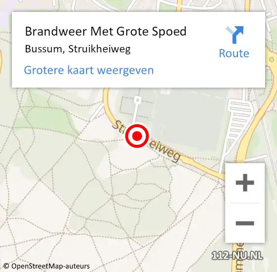 Locatie op kaart van de 112 melding: Brandweer Met Grote Spoed Naar Bussum, Struikheiweg op 30 mei 2018 10:03