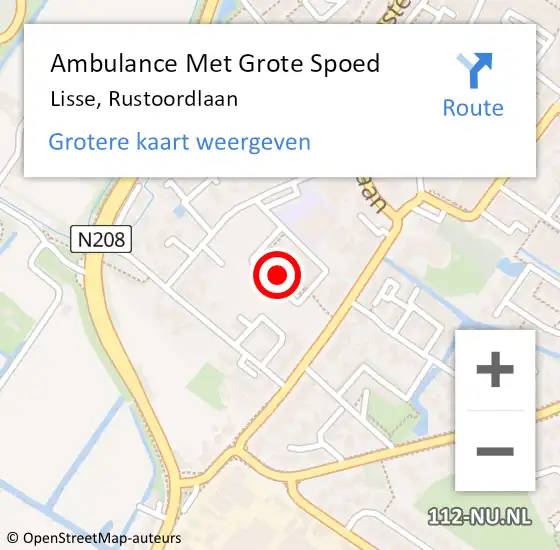 Locatie op kaart van de 112 melding: Ambulance Met Grote Spoed Naar Lisse, Rustoordlaan op 30 mei 2018 13:51
