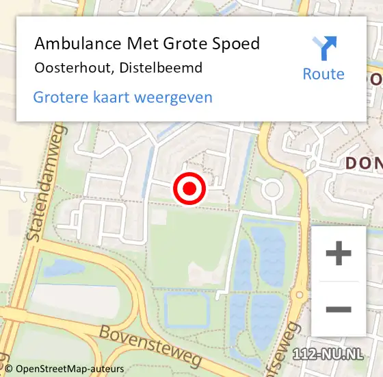 Locatie op kaart van de 112 melding: Ambulance Met Grote Spoed Naar Oosterhout, Distelbeemd op 30 mei 2018 14:43