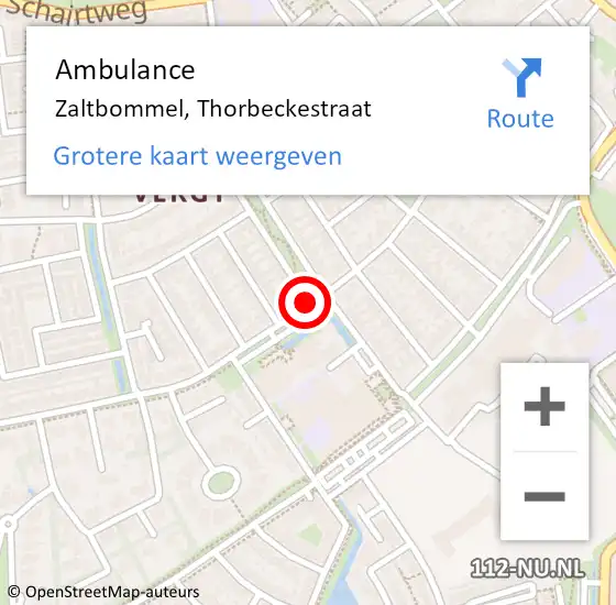 Locatie op kaart van de 112 melding: Ambulance Zaltbommel, Thorbeckestraat op 30 mei 2018 15:42