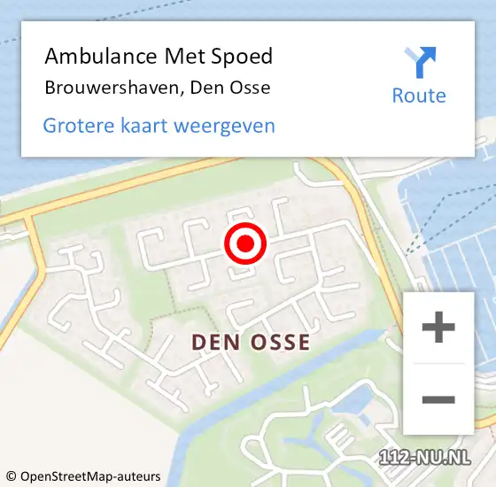Locatie op kaart van de 112 melding: Ambulance Met Spoed Naar Brouwershaven, Den Osse op 30 mei 2018 15:52