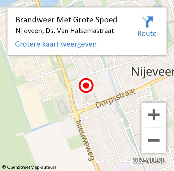 Locatie op kaart van de 112 melding: Brandweer Met Grote Spoed Naar Nijeveen, Ds. Van Halsemastraat op 30 mei 2018 19:05