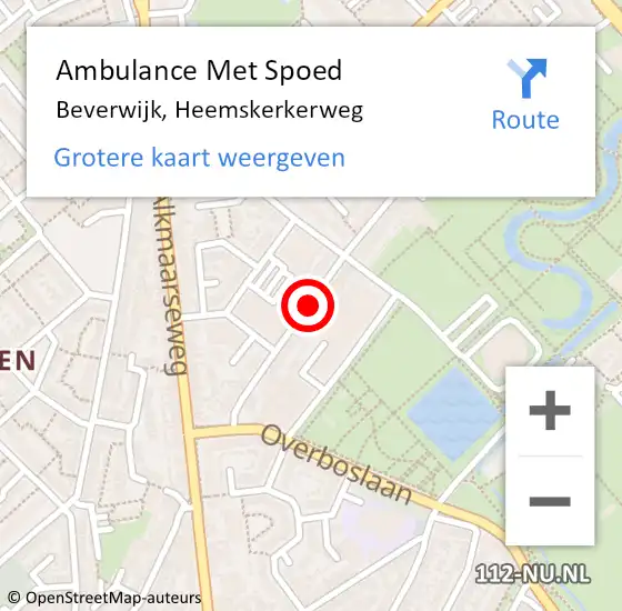 Locatie op kaart van de 112 melding: Ambulance Met Spoed Naar Beverwijk, Heemskerkerweg op 30 mei 2018 19:45