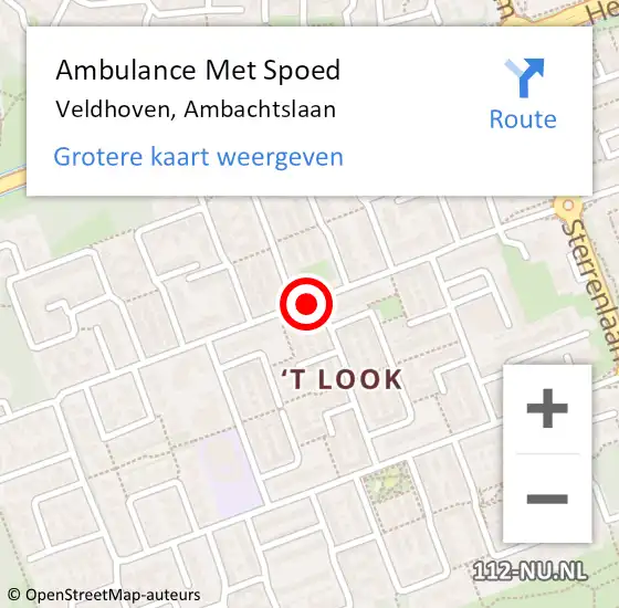 Locatie op kaart van de 112 melding: Ambulance Met Spoed Naar Veldhoven, Ambachtslaan op 30 mei 2018 19:53